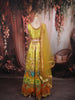 Lime Yellow Floral Printed and Mirror Embroidered Design Tussar Silk Haldi Lehenga with Matching Dupatta