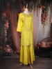 Lime Yellow Floral Sequin Embroidered Silk Palazzo Set