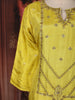 Lime Yellow Floral Sequin Embroidered Silk Palazzo Set