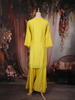 Lime Yellow Floral Sequin Embroidered Silk Palazzo Set