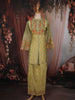 Lime Yellow Floral Sequins Embroidered Design Cotton Co-Ord Set