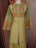 Lime Yellow Floral Sequins Embroidered Design Cotton Co-Ord Set