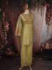 Lime Yellow Floral Sequins Embroidered Design Cotton Co-Ord Set