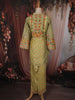 Lime Yellow Floral Sequins Embroidered Design Cotton Co-Ord Set