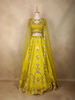 Lime Yellow Floral Sequins Embroidered Lehenga Set with Cape Dupatta
