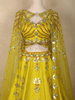 Lime Yellow Floral Sequins Embroidered Lehenga Set with Cape Dupatta