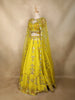 Lime Yellow Floral Sequins Embroidered Lehenga Set with Cape Dupatta