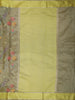 Lime Yellow Floral Vine Embroidered Design Pure Organza Saree with Zari Border