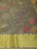 Lime Yellow Floral Vine Embroidered Design Pure Organza Saree with Zari Border
