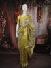 Lime Yellow Floral Vine Embroidered Design Pure Organza Saree with Zari Border