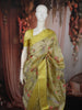 Lime Yellow Floral Vine Embroidered Design Pure Organza Saree with Zari Border