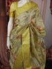 Lime Yellow Floral Vine Embroidered Design Pure Organza Saree with Zari Border
