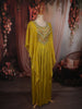 Lime Yellow Heavy Sequins and Beads Embroidered Design Chiffon Kaftan Style Gown