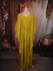 Lime Yellow Heavy Sequins and Beads Embroidered Design Chiffon Kaftan Style Gown