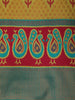 Lime Yellow Ikat Zari Woven Design Art Silk Saree with Contrast Peacock Zari Border