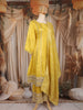 Lime Yellow Mirror and Zari Embroidered Design Silk Palazzo Suit