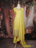 Lime Yellow Sequins Embroidered Design Tissue Straight Cut Salwar Suit