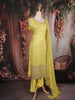 Lime Yellow Sequins Embroidered Design Tissue Straight Cut Salwar Suit