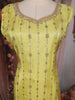 Lime Yellow Sequins Embroidered Design Tissue Straight Cut Salwar Suit