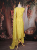 Lime Yellow Sequins Embroidered Design Tissue Straight Cut Salwar Suit