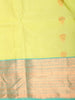 Lime Yellow Zari Butta Woven Design Pure Kanchipuram Silk Saree with Contrast Border