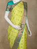 Lime Yellow Zari Butta Woven Design Pure Kanchipuram Silk Saree with Contrast Border