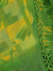 Lime Green Geometric Checked Print with Beaded Synthetic Saree - Diadem
