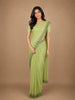 Lime Green Sequins Design Satin Saree