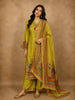 Lime Green Traditional Elephant and Floral Embroidered Design Cotton Salwar Suit with Dupatta