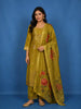 Lime Yellow Floral Design Silk Salwar Suit