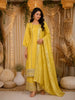 Lime Yellow Mirror and Zari Embroidered Design Silk Palazzo Suit