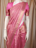 Lotus Pink Geometric Zari Woven Design Pure Kanchipuram Silk Saree with Matching Zari Border