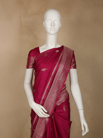 Magenta Bird Design Raw Silk Saree - Diadem