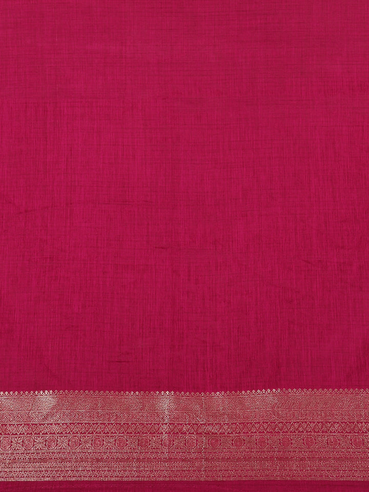 Magenta Bird Design Raw Silk Saree - Diadem