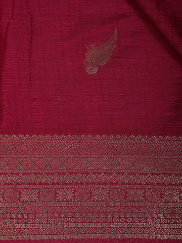 Magenta Bird Design Raw Silk Saree - Diadem