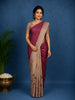 Magenta Geometric Design Semi Tussar Silk Saree with Contrast Pallu