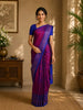 Magenta Paisley Woven Soft Silk Saree with Contrast Royal Blue Border