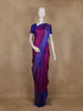 Magenta Paisley Woven Soft Silk Saree with Contrast Royal Blue Border