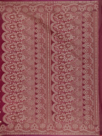 Magenta Pink Floral Design Silk Cotton Saree - Diadem