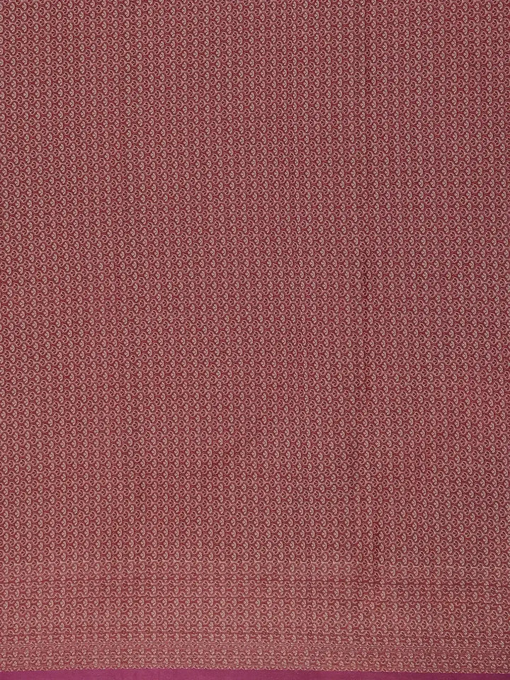 Magenta Pink Floral Design Silk Cotton Saree - Diadem