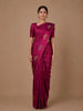 Magenta Pink Leaf Design Tussar Silk Saree