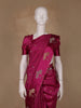 Magenta Pink Leaf Design Tussar Silk Saree - Diadem