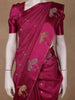 Magenta Pink Leaf Design Tussar Silk Saree - Diadem