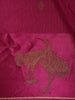 Magenta Pink Leaf Design Tussar Silk Saree - Diadem