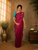 Magenta Pink Paisley And Floral Design Kanchipuram Silk Saree with Solid Border