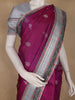Magenta Pink Striped Design Pure Kanchipuram Silk Saree with Zari Border