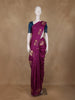Magenta Purple Bird Motif Design Semi Banarasi Silk Saree