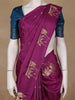 Magenta Purple Bird Motif Design Semi Banarasi Silk Saree