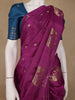Magenta Purple Bird Motif Design Semi Banarasi Silk Saree