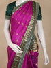 Magenta Purple Butta Woven Design Chiffon Designer Saree Contrast Border